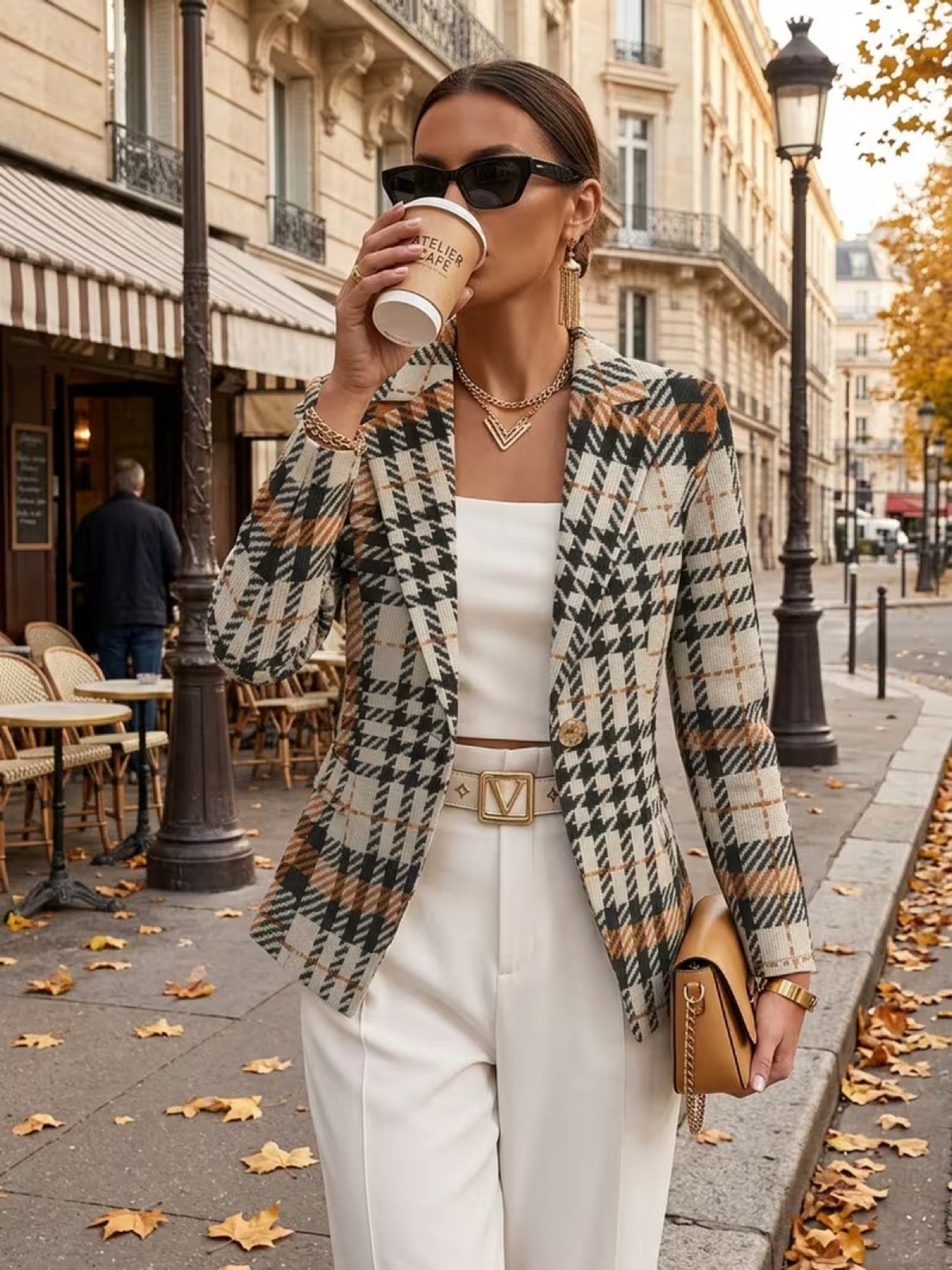Ghislaine | Houndstooth Single-Button Tailored Blazer