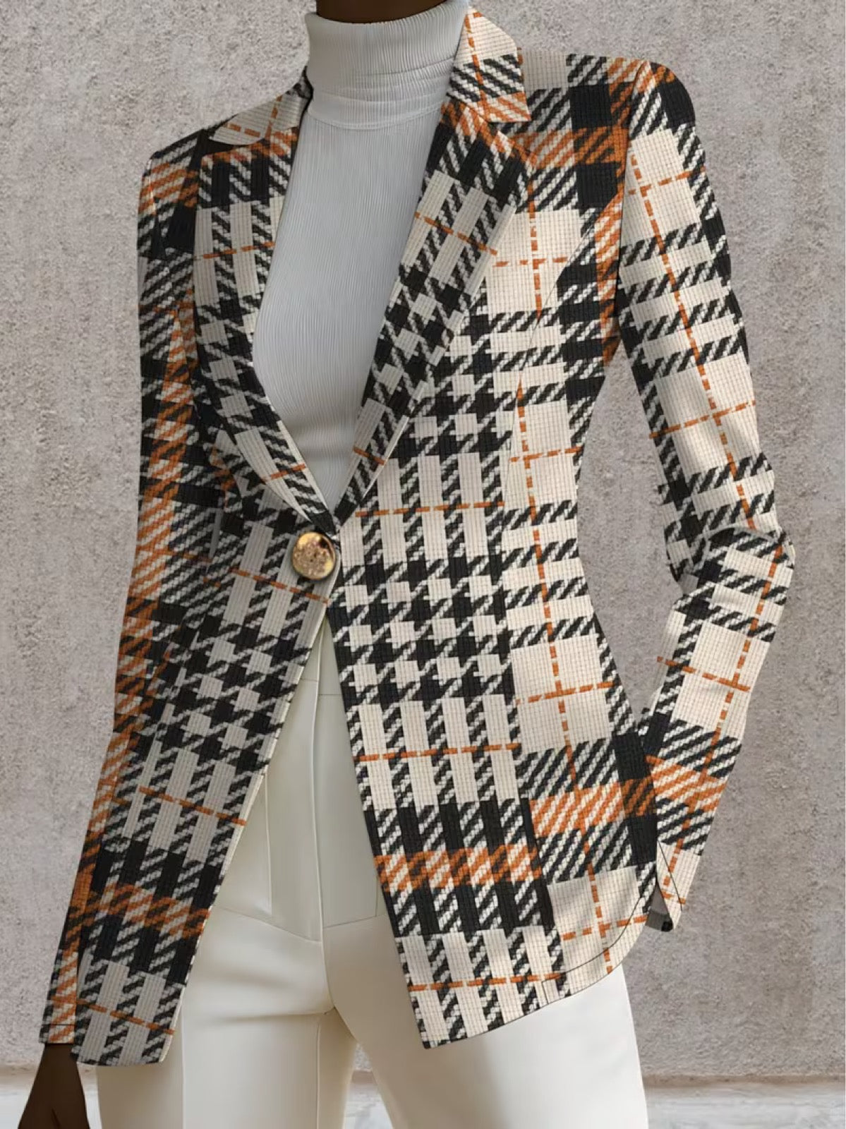 Ghislaine | Houndstooth Single-Button Tailored Blazer