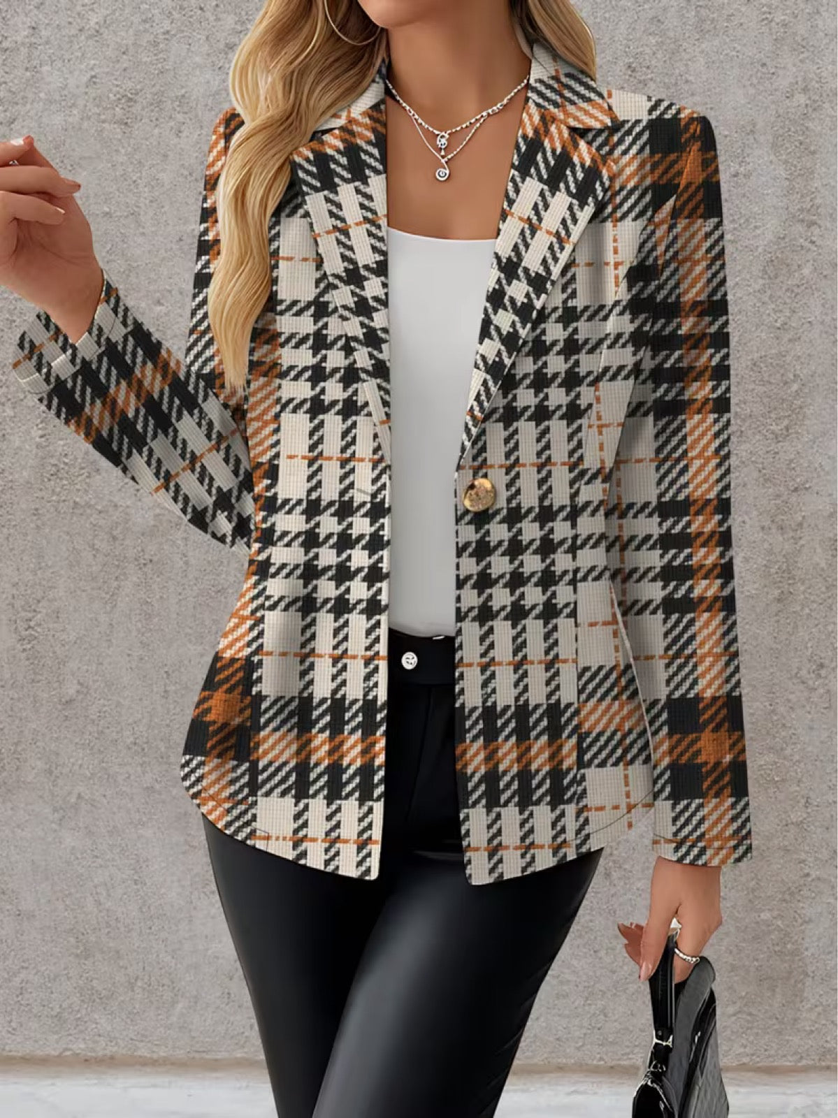 Ghislaine | Houndstooth Single-Button Tailored Blazer