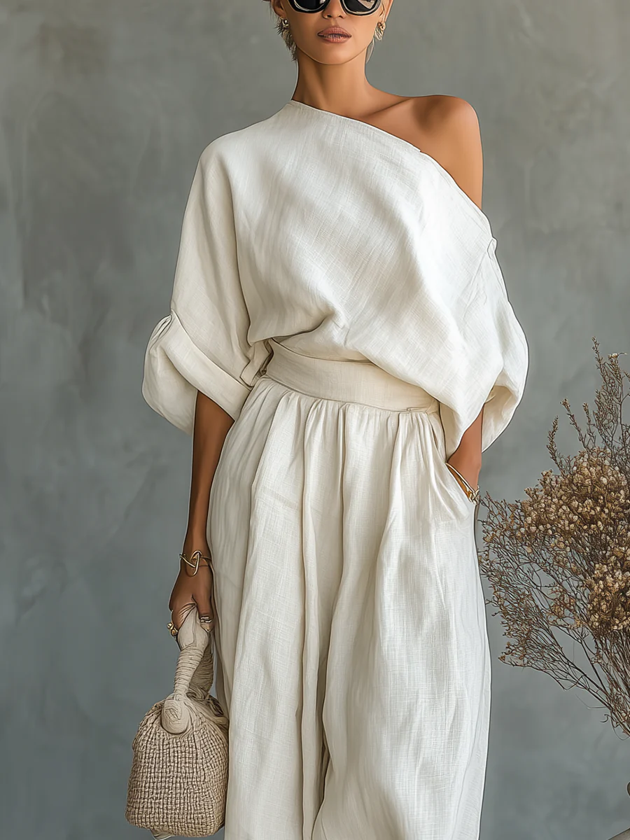 Magali | One-Shoulder Top & Wide-Leg Trouser Set