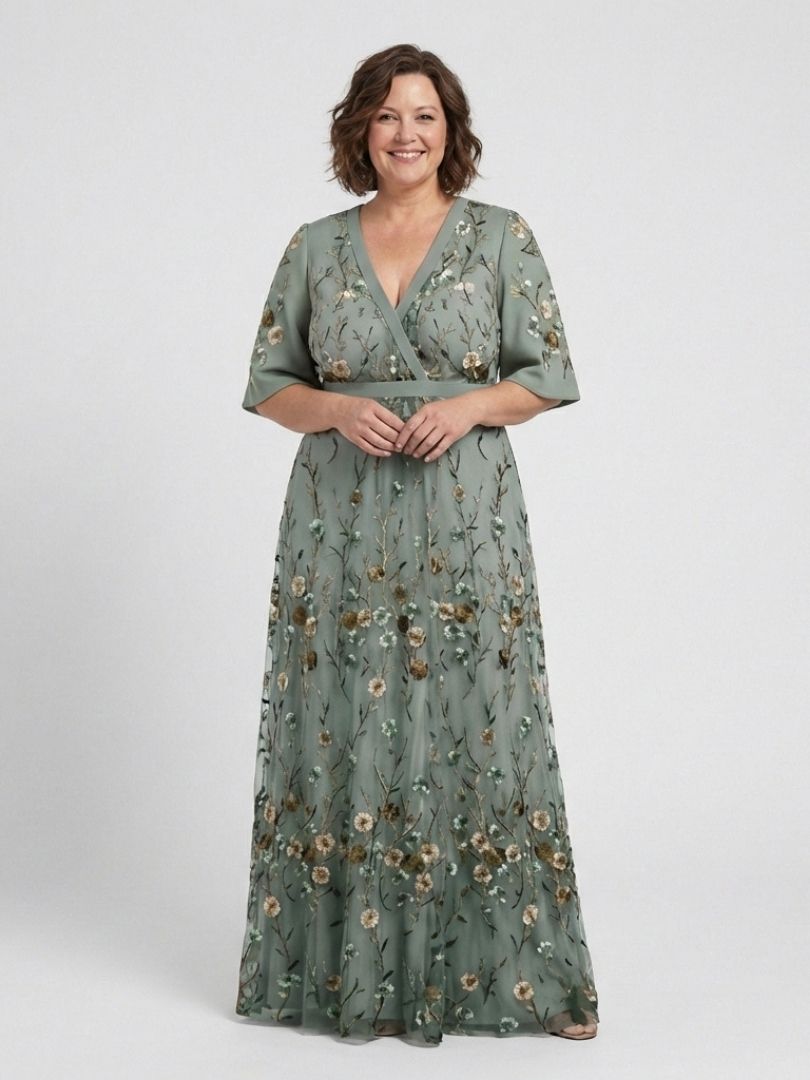 Rosalie | Floral V Neck Short Sleeve Maxi Dress