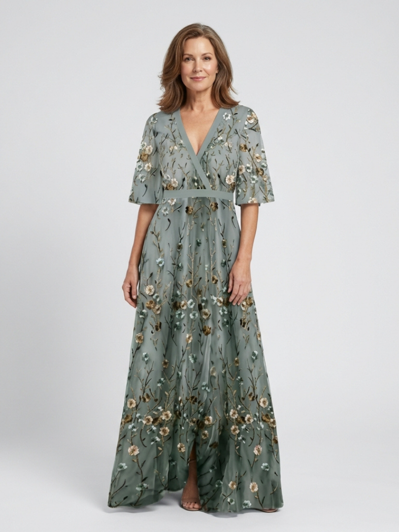 Evade | Floral V Neck Maxi Dress