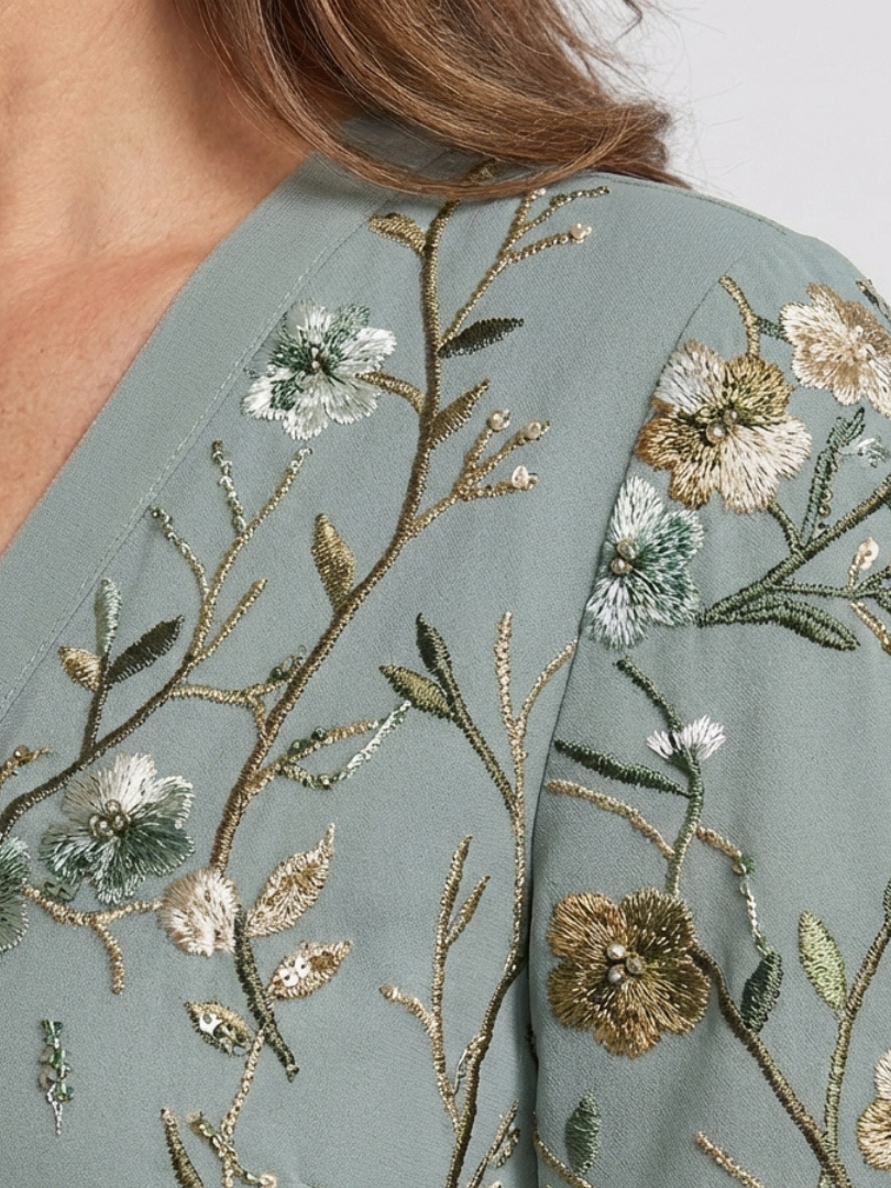 Rosalie | Floral V Neck Short Sleeve Maxi Dress
