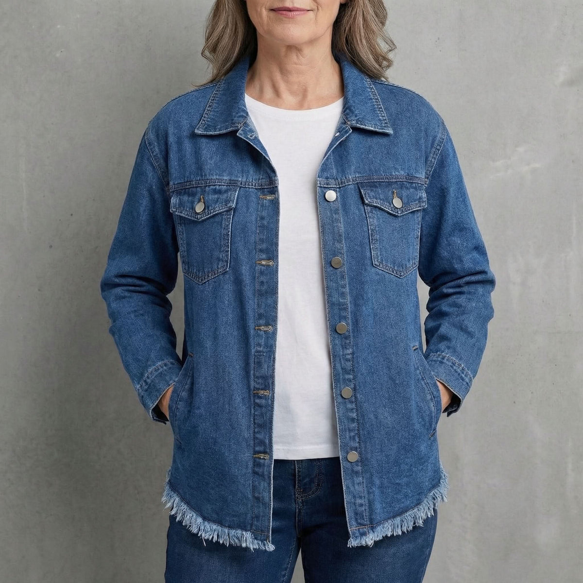 Rhett | Frayed-Hem Oversized Denim Jacket