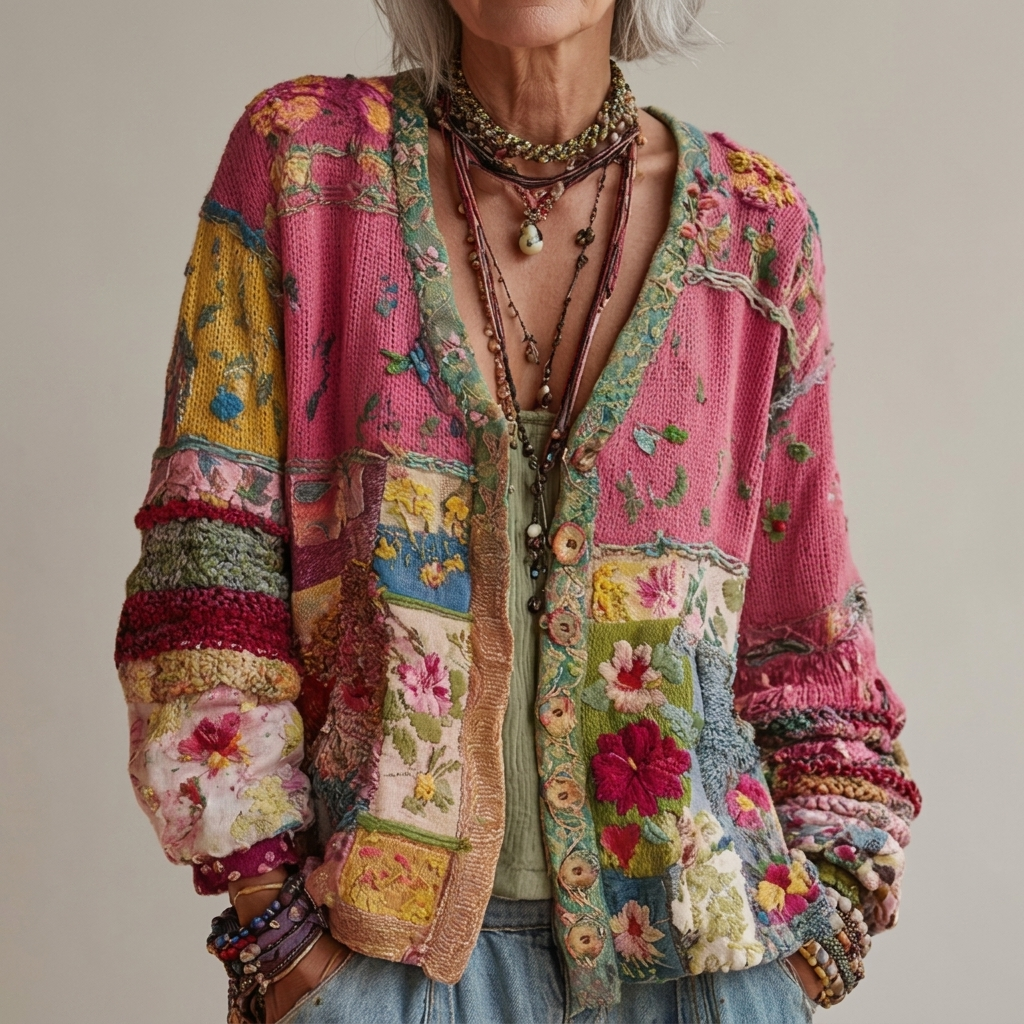 Becky | Boho Patchwork Knit Jacket