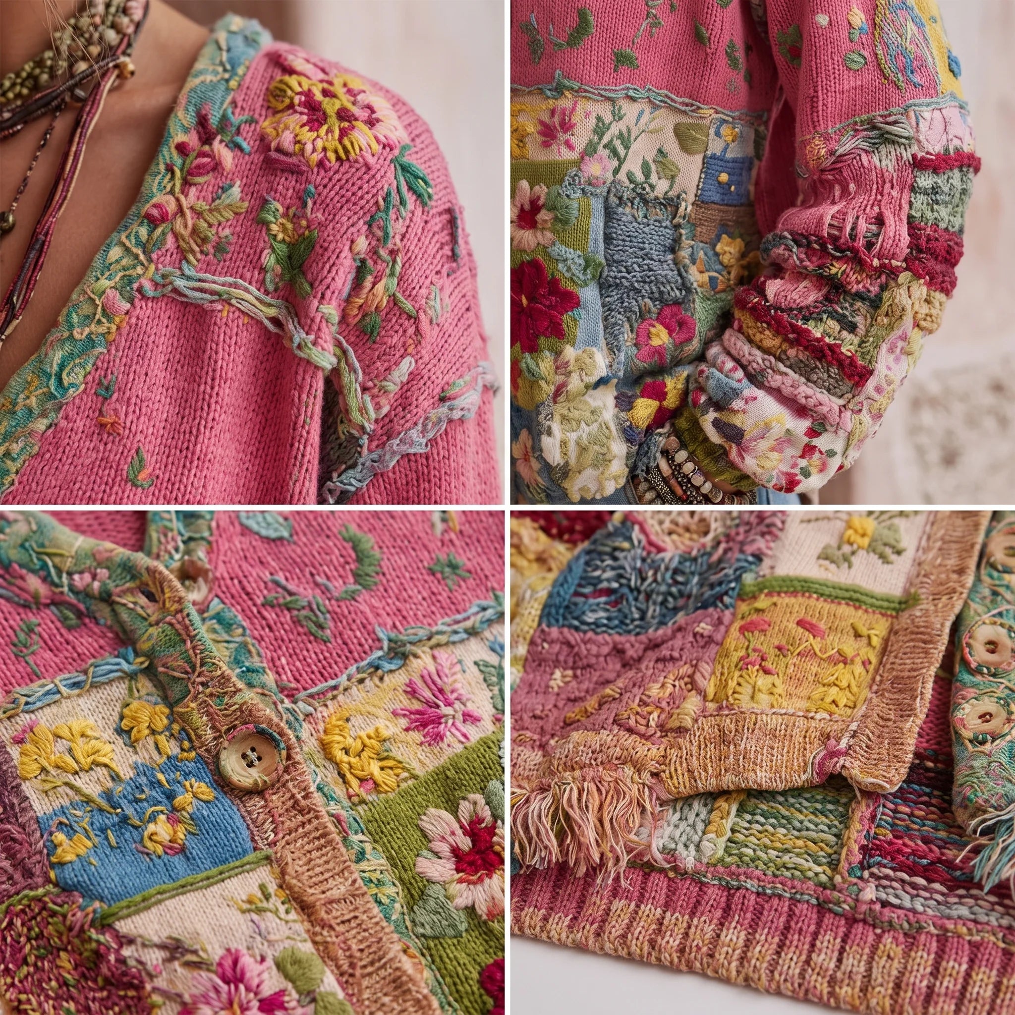 Becky | Boho Patchwork Knit Jacket
