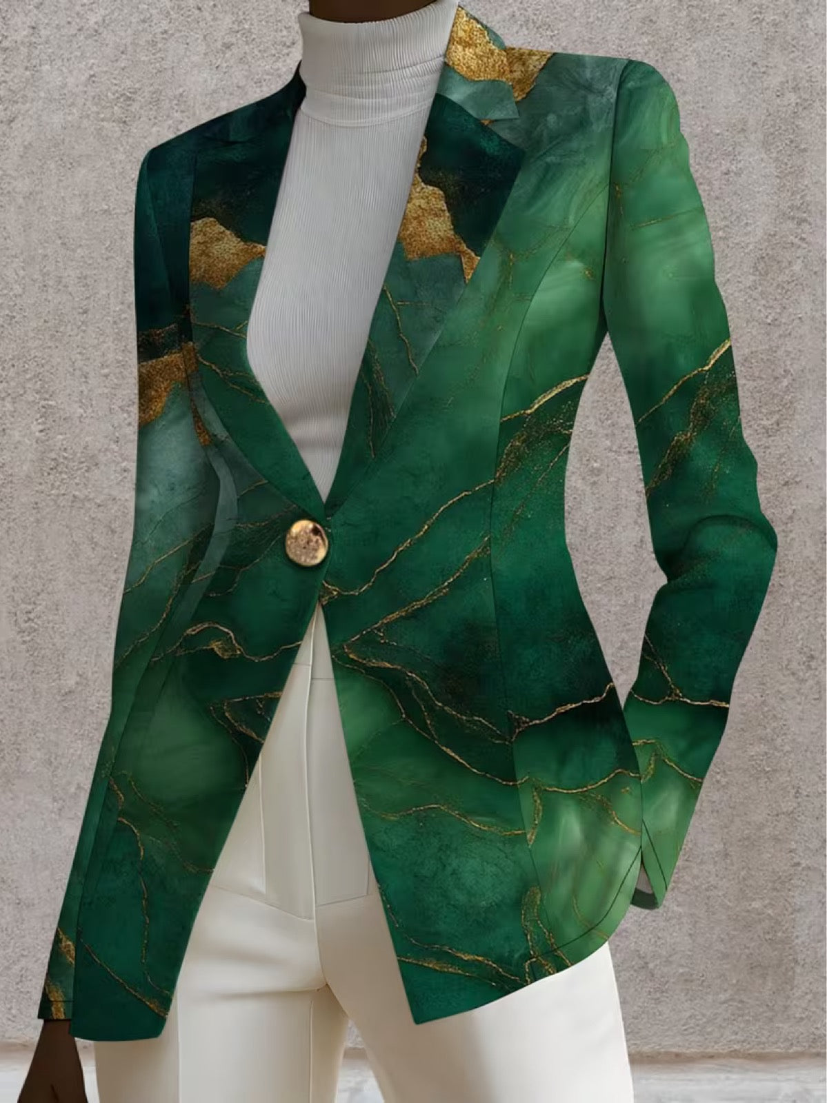 Honorine | Emerald Marble Print Tailored Blazer