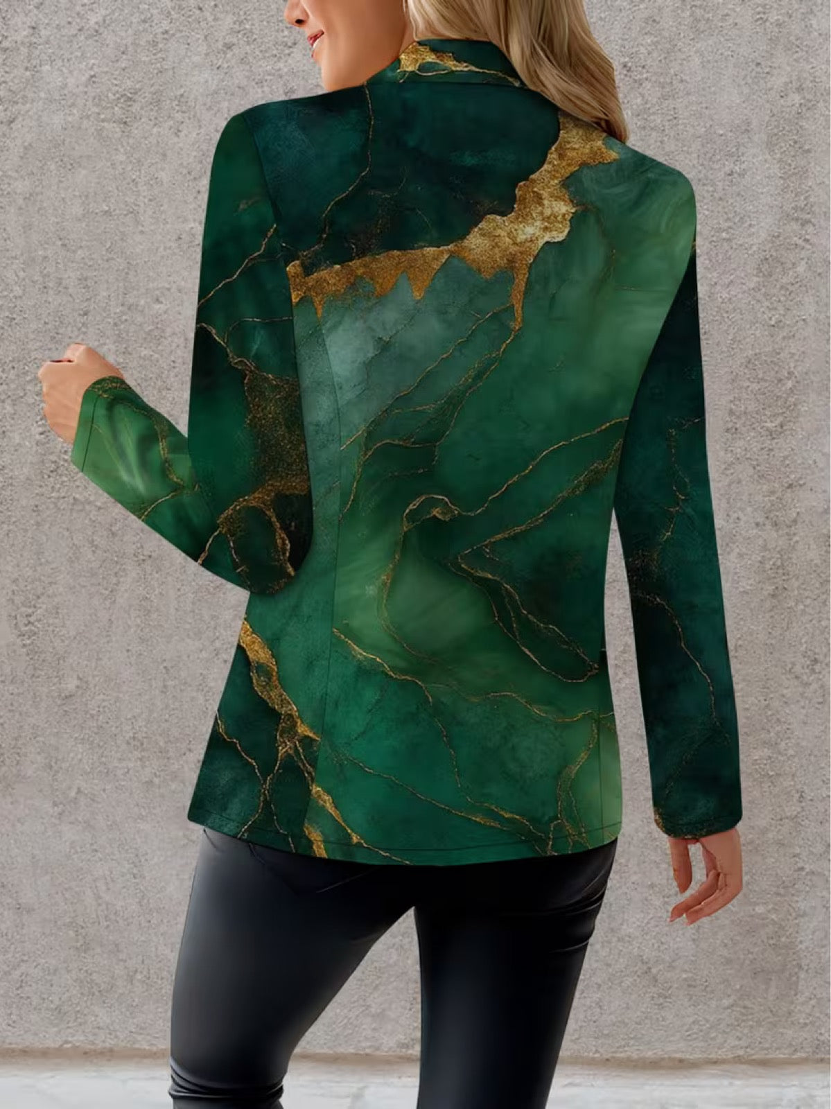 Honorine | Emerald Marble Print Tailored Blazer