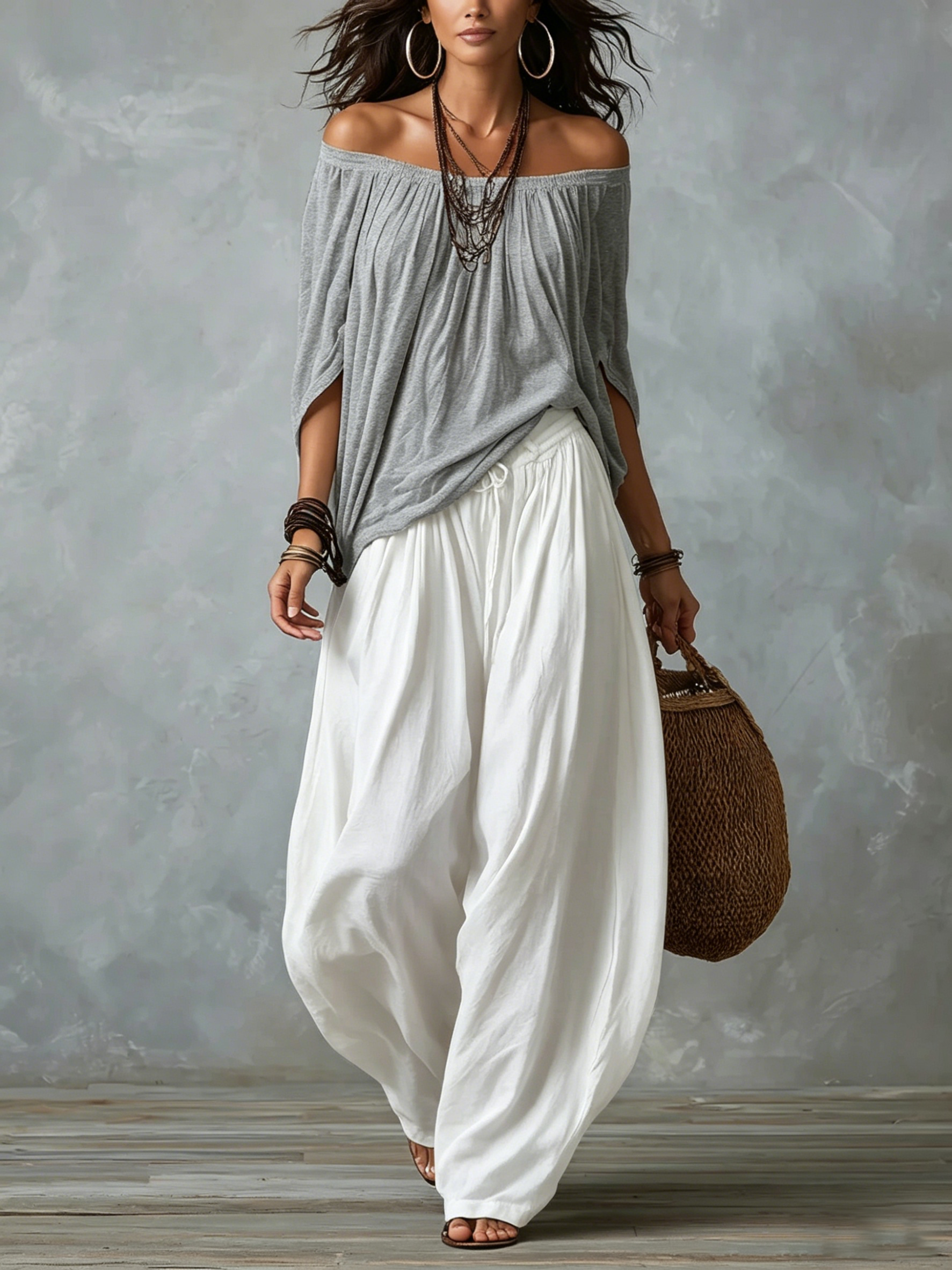 Morgane | Off-Shoulder Top & Wide-Leg Trouser Two-Piece Set