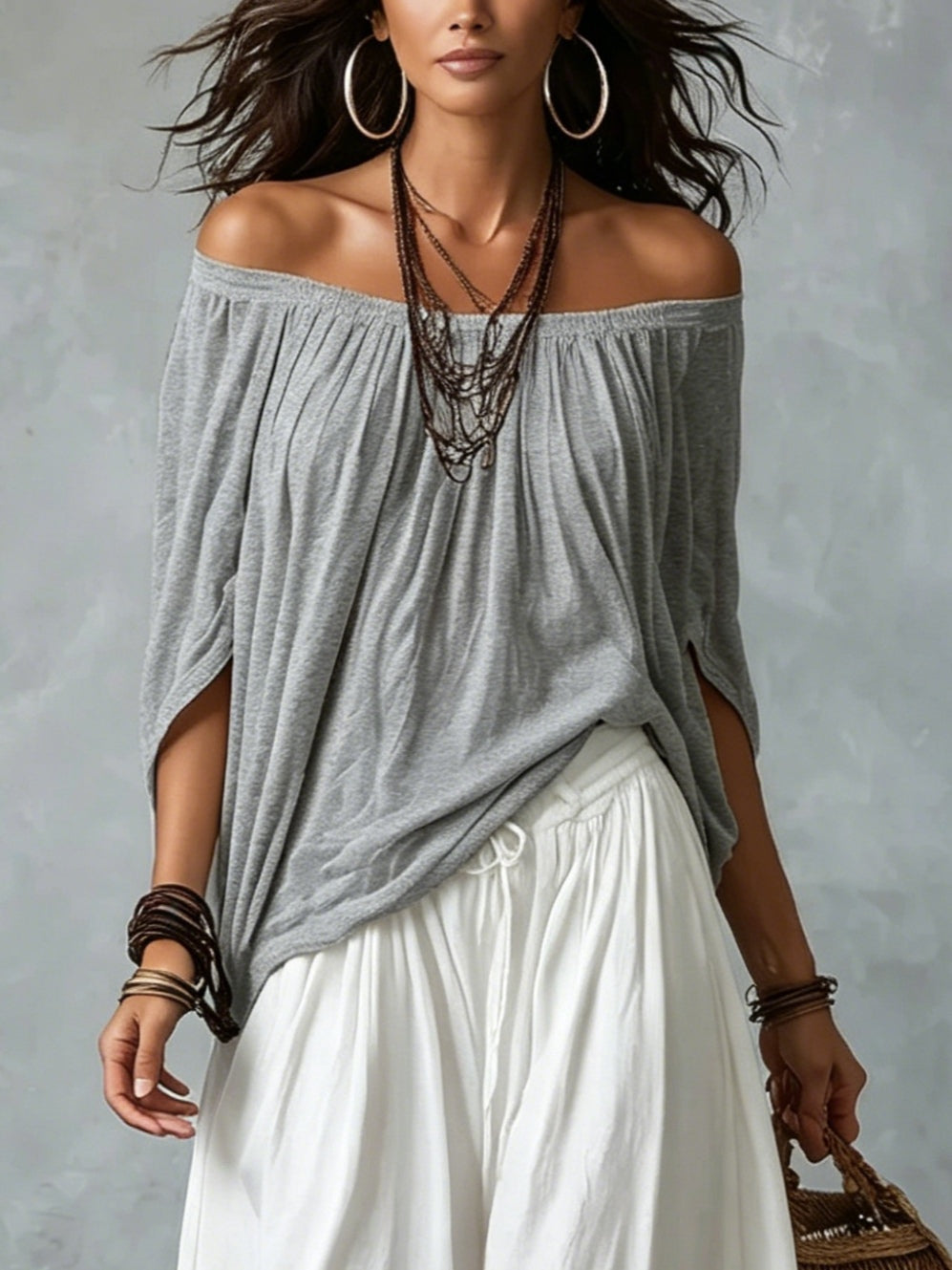 Morgane | Off-Shoulder Top & Wide-Leg Trouser Two-Piece Set