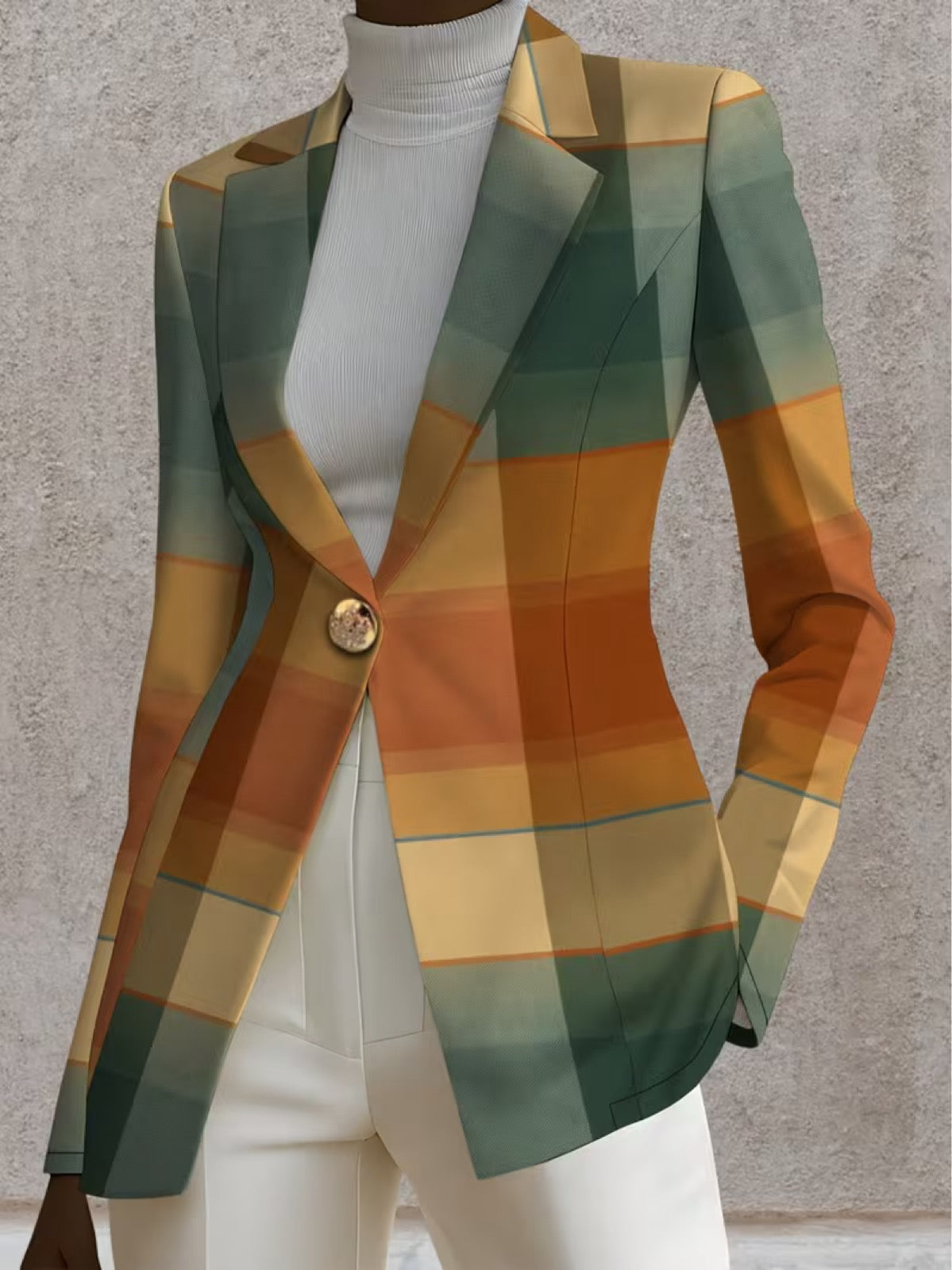 Leocadie | Gradient Check Single-Button Blazer