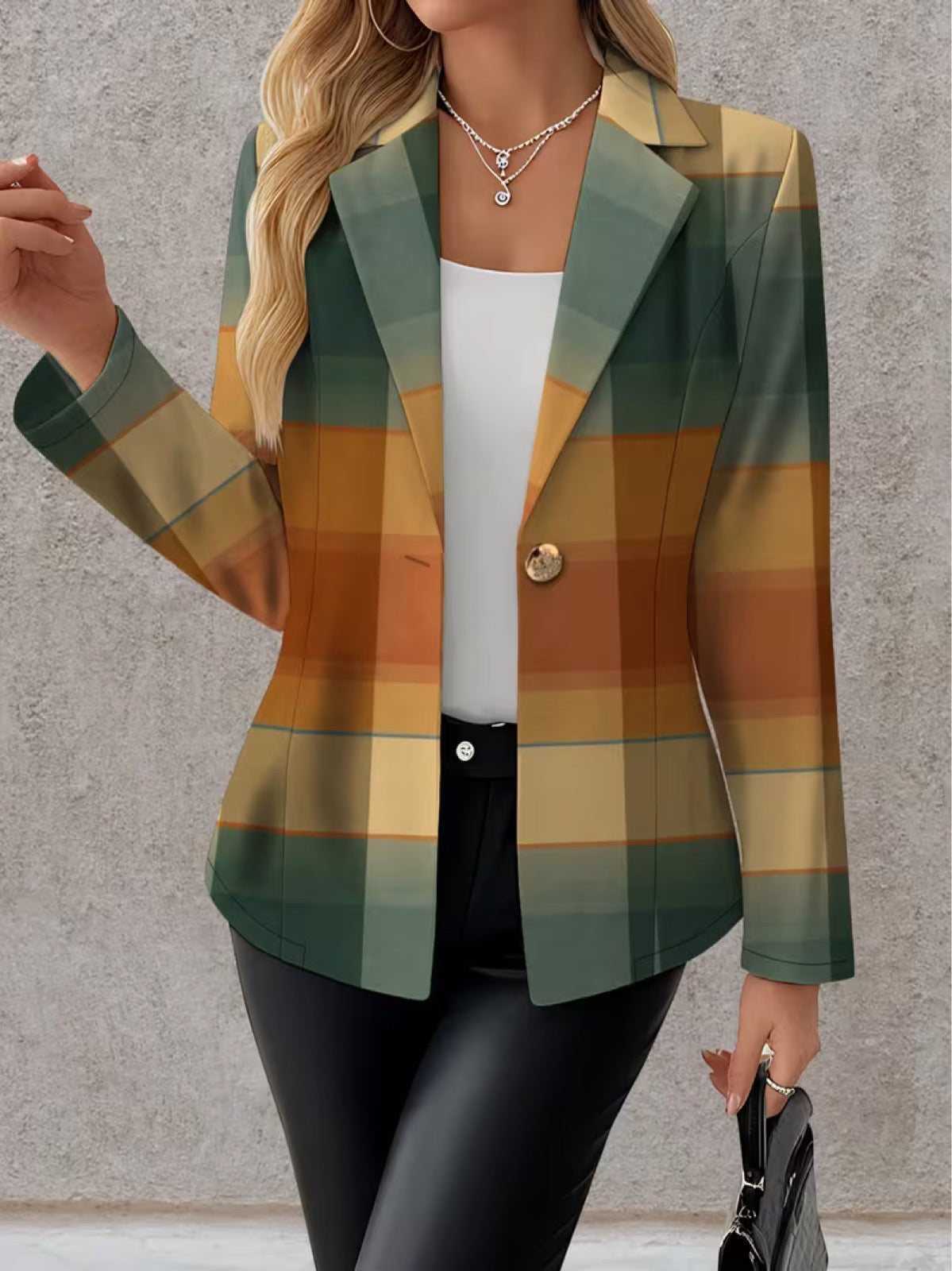 Leocadie | Gradient Check Single-Button Blazer