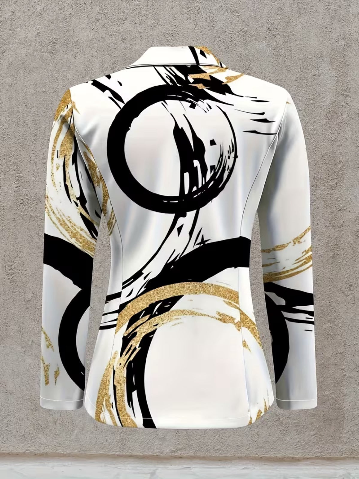 Noemine | Abstract Brushstroke Single-Button Blazer