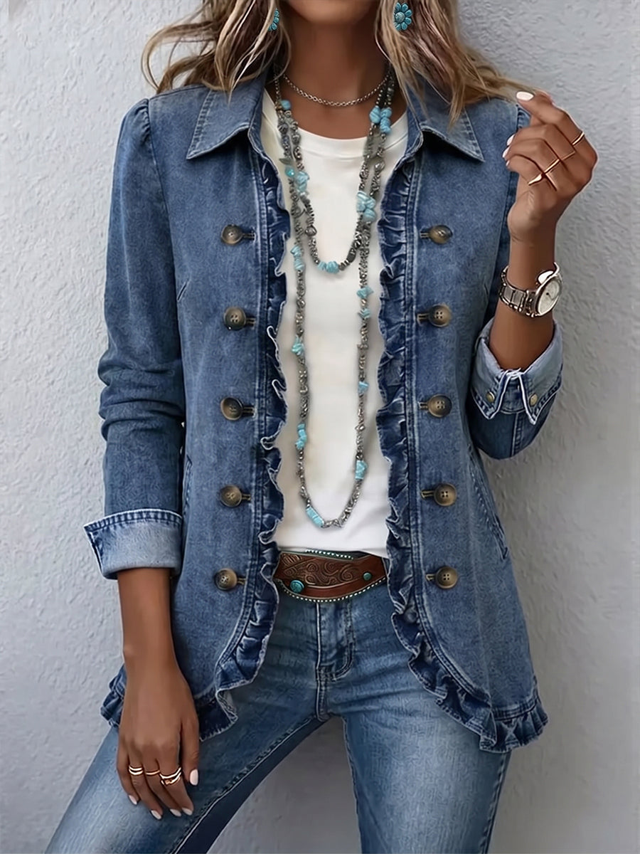 Ruffelle | Ruffled Button-Front Jacket