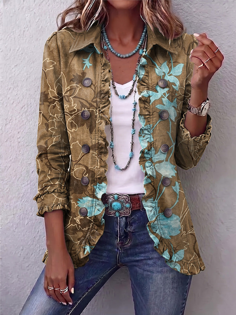 Sundara | Boho Floral Ruffle Jacket