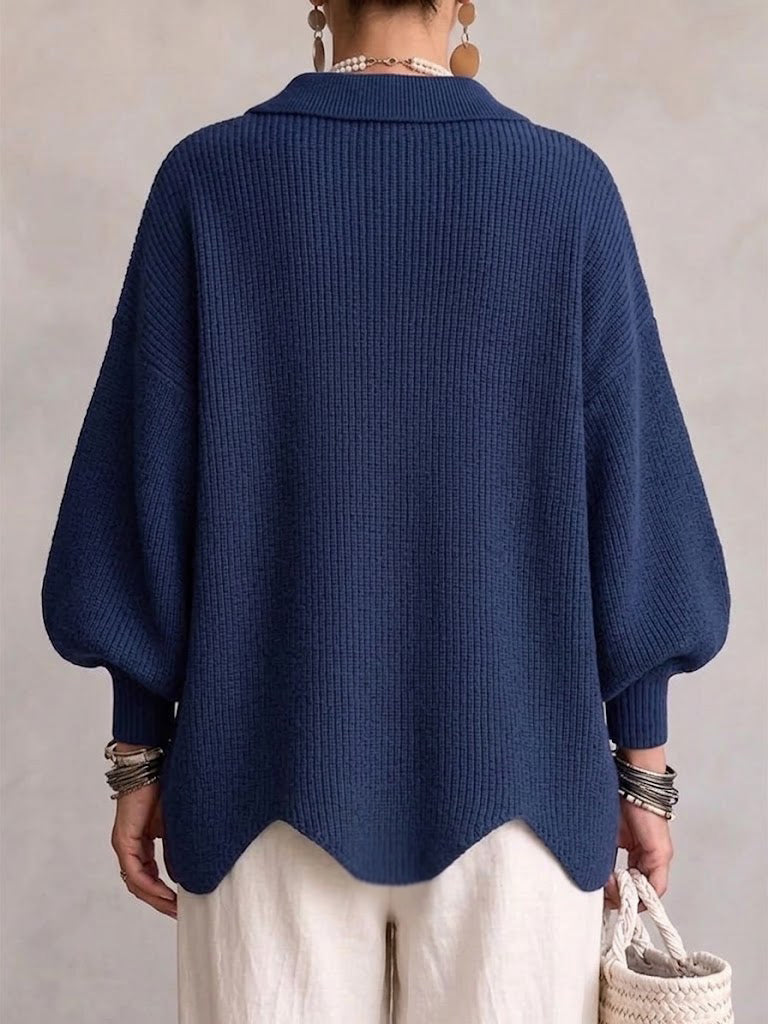 Isa | Oversized Collared Cardigan With Large Buttons