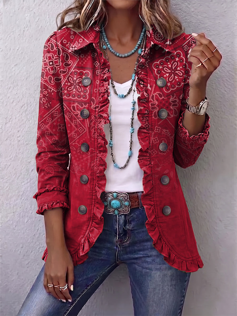Criselle | Bohemian Paisley Ombré Ruffled Jacket