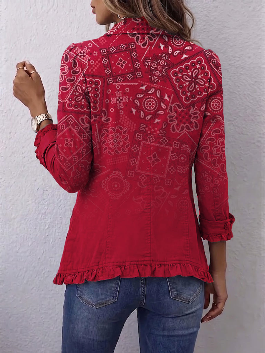 Criselle | Bohemian Paisley Ombré Ruffled Jacket