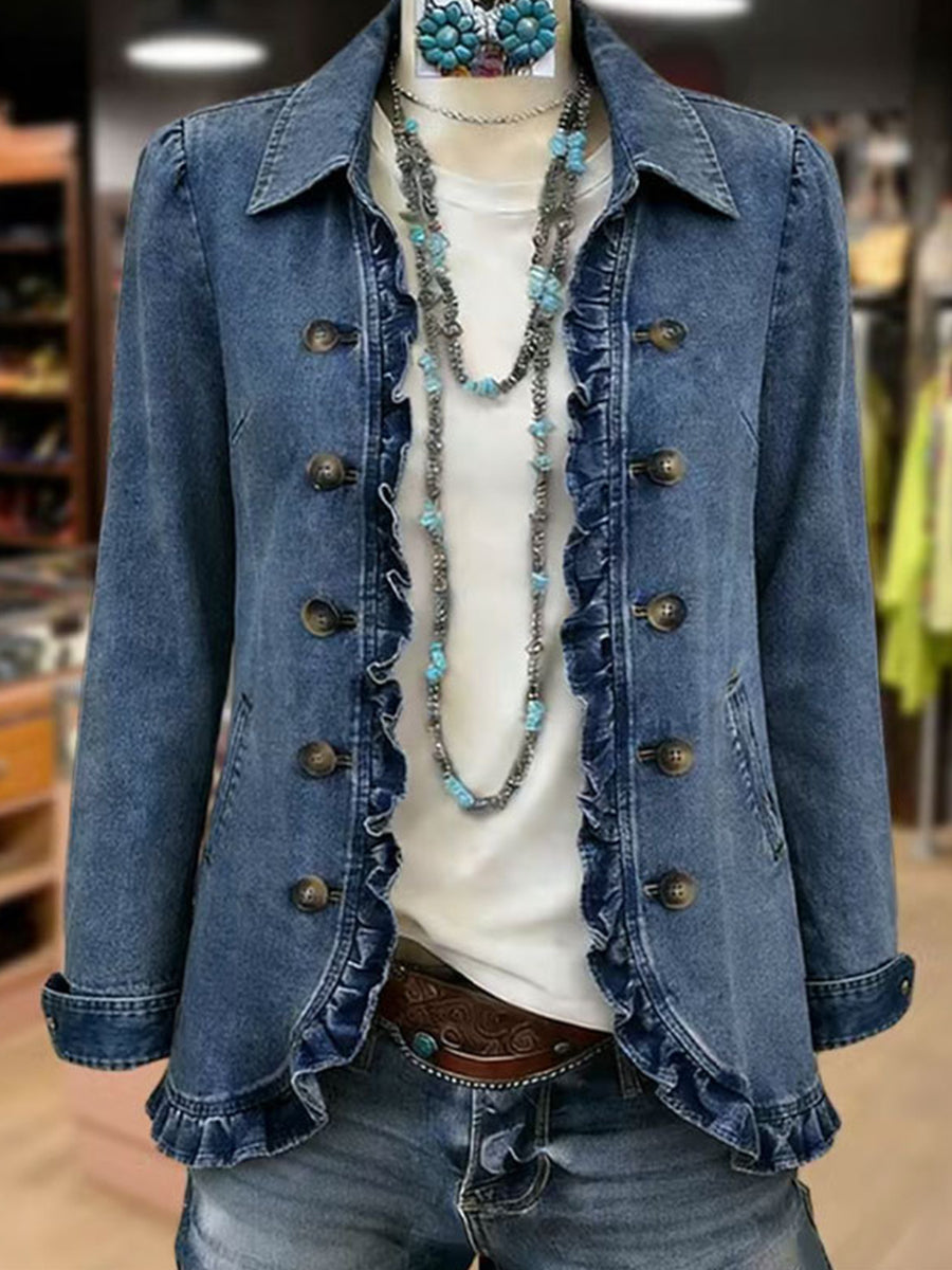 Ruffelle | Ruffled Button-Front Jacket