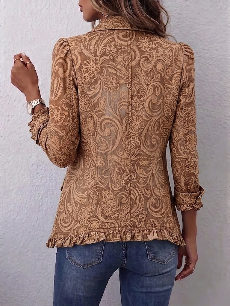 Vyclara | Vintage Bohemian Floral Ruffled Jacket