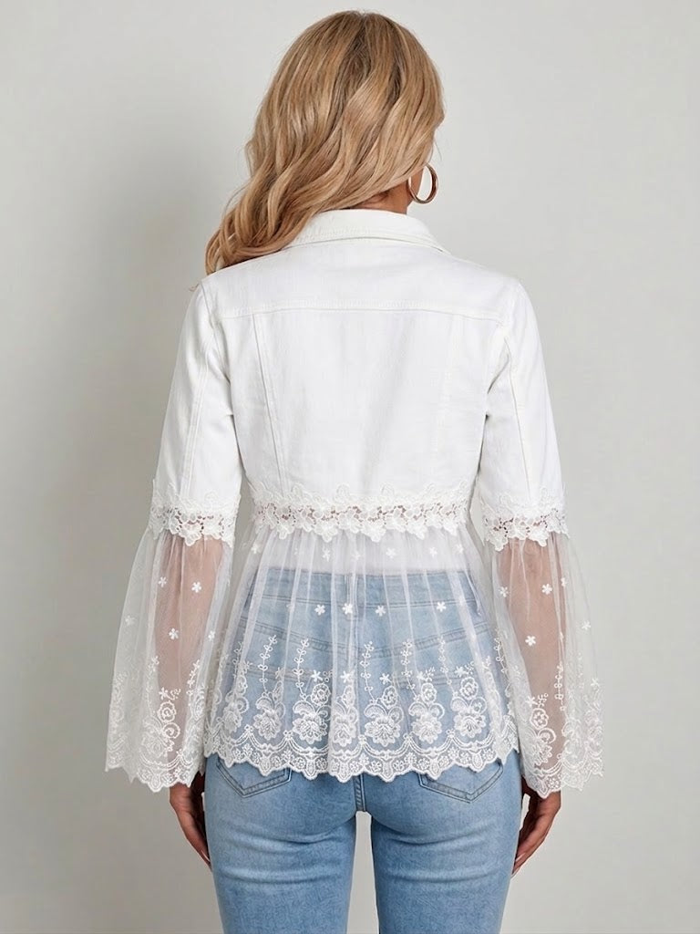 Sunnelace | Lace-Panel Three-Quarter Sleeve Jacket