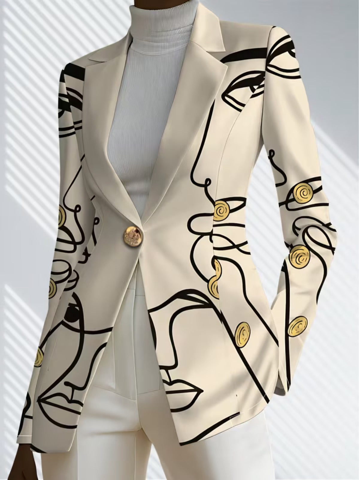 Philippine | Line Art Print Single-Button Blazer