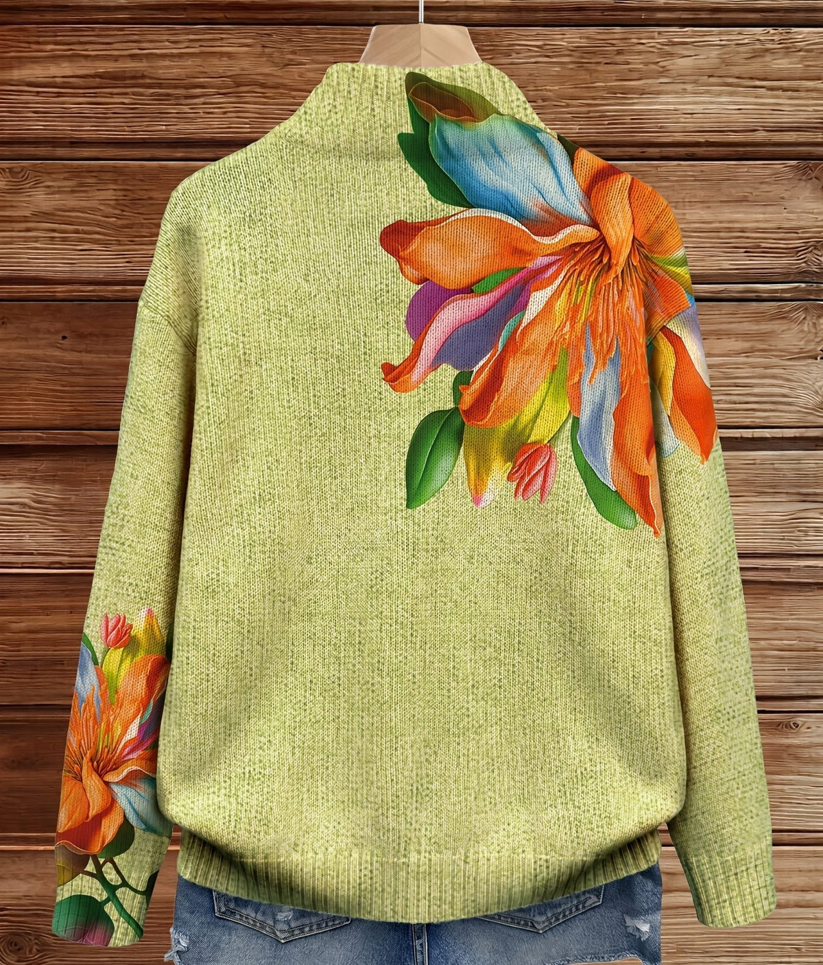 Sidonie | Vibrant Tropical Lily Floral Print Zip Cardigan