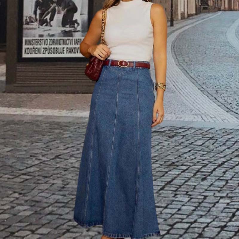 Elowyn | High Waist A-Line Denim Skirt