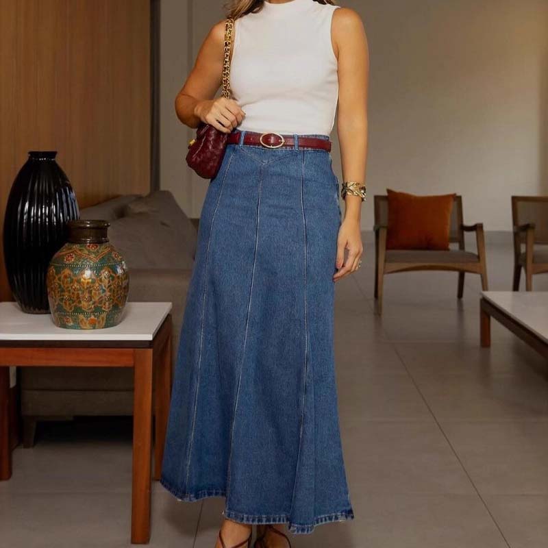 Elowyn | High Waist A-Line Denim Skirt