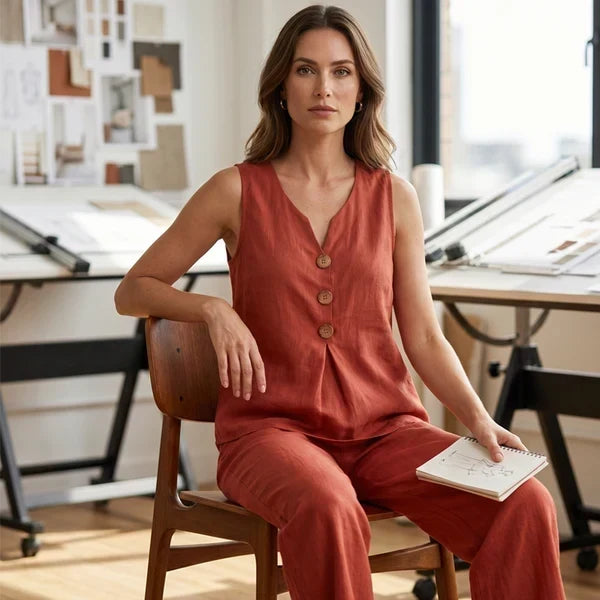 Iria | Relaxed Two-Piece Set with Button Detail