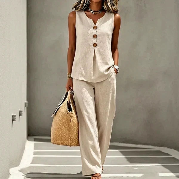 Iria | Relaxed Two-Piece Set with Button Detail