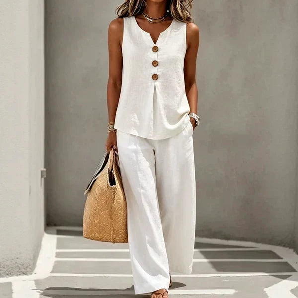 Iria | Relaxed Two-Piece Set with Button Detail