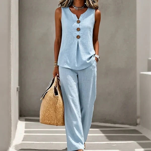 Iria | Relaxed Two-Piece Set with Button Detail