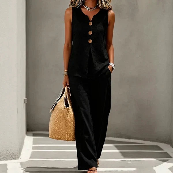 Iria | Relaxed Two-Piece Set with Button Detail