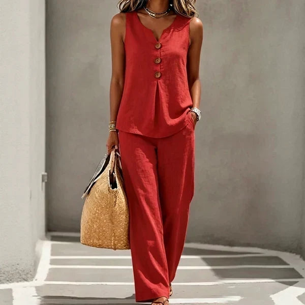 Iria | Relaxed Two-Piece Set with Button Detail