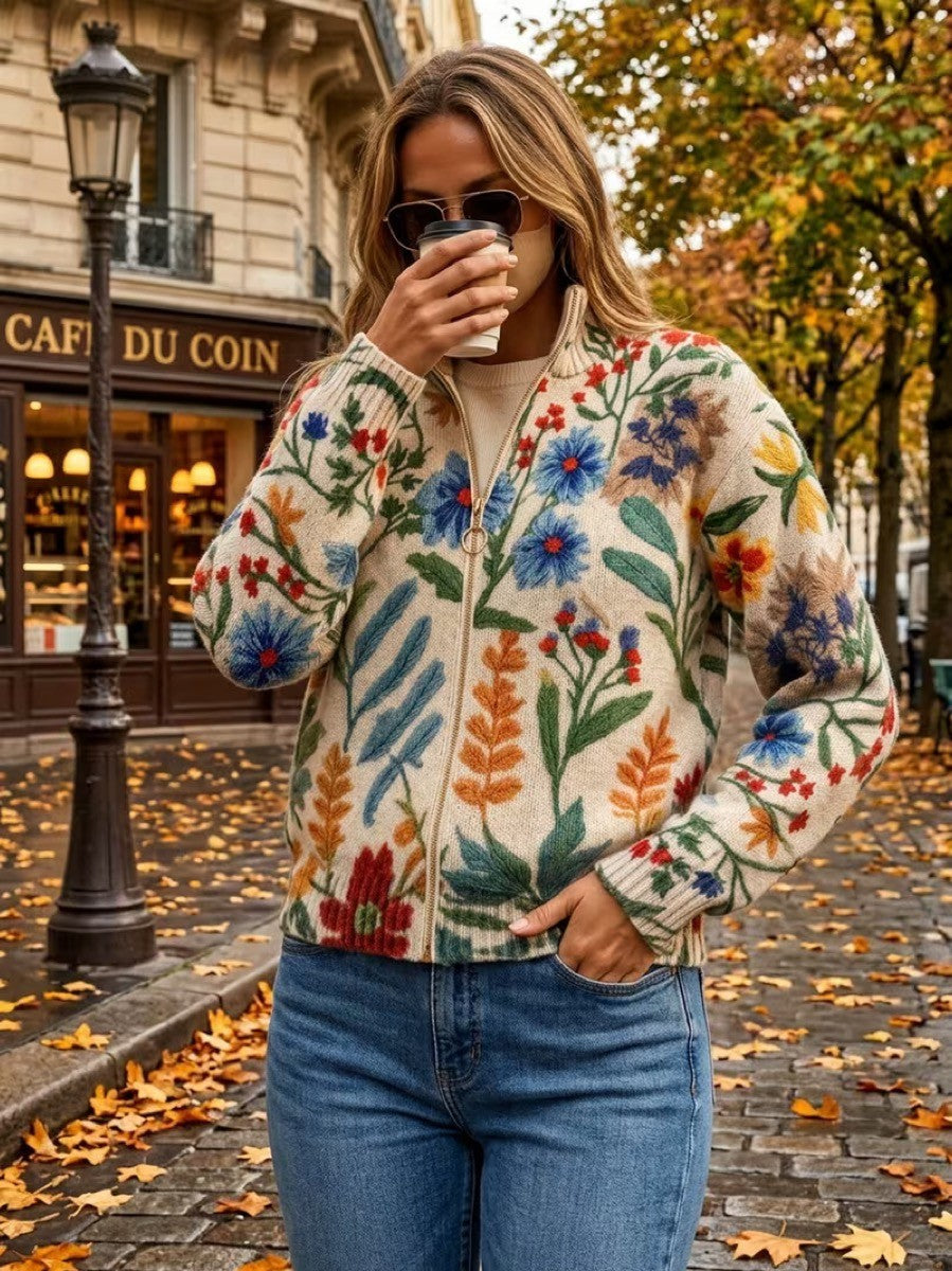 Tabitha | Botanical Floral Zip Cardigan