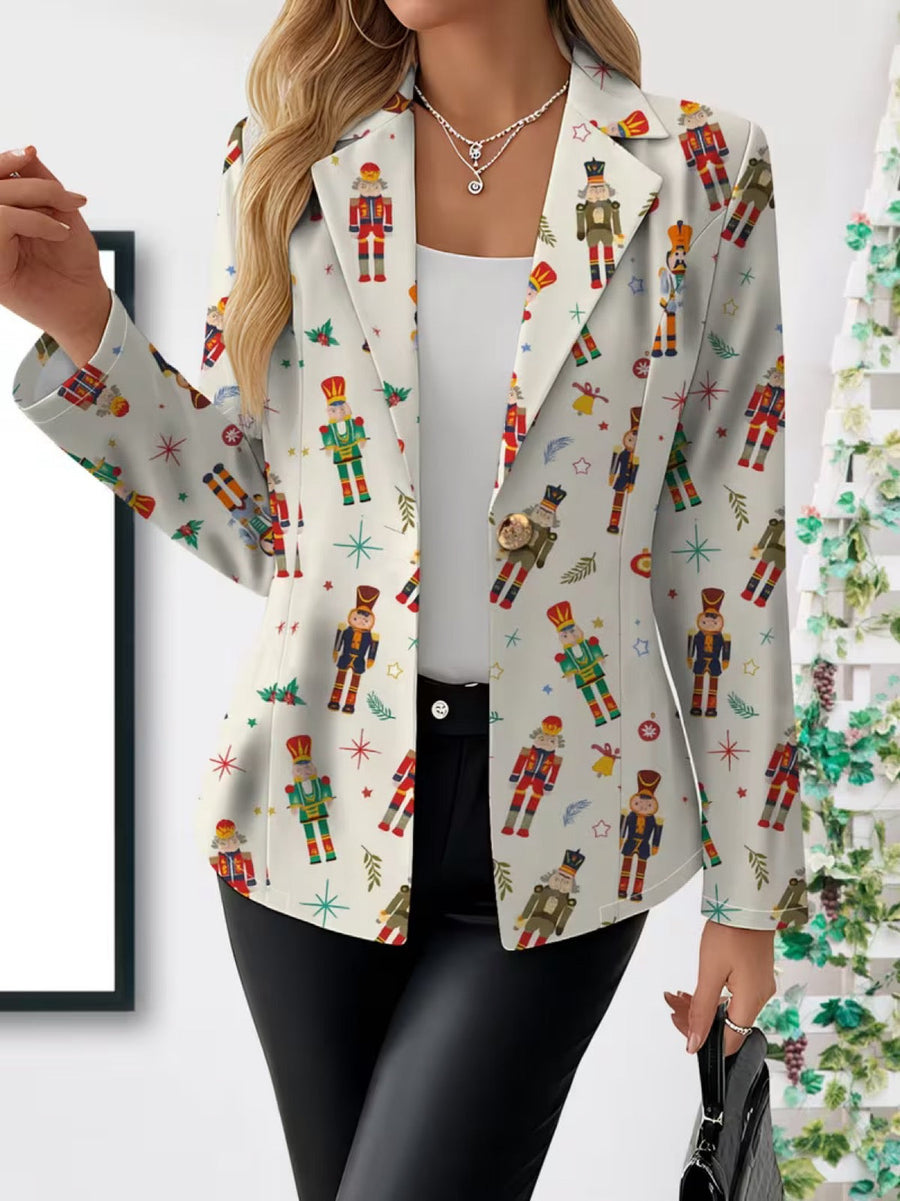 Wren | Nutcracker Print Single-Button Blazer