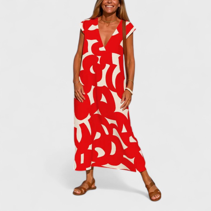 Valery | Flowing V Neck Dress