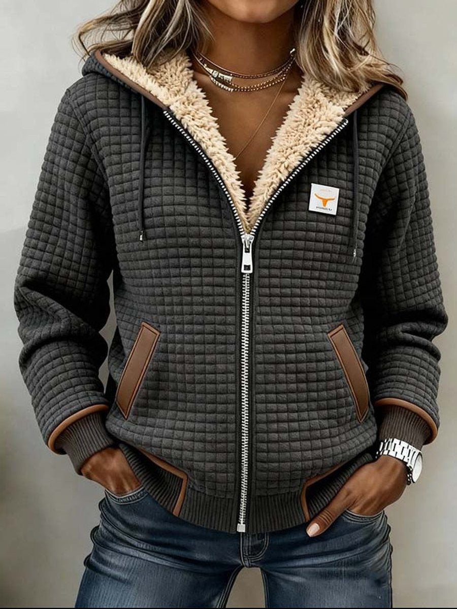 Amanda | Sherpa-Lined Quilted Zip-Up Hooded Jacket
