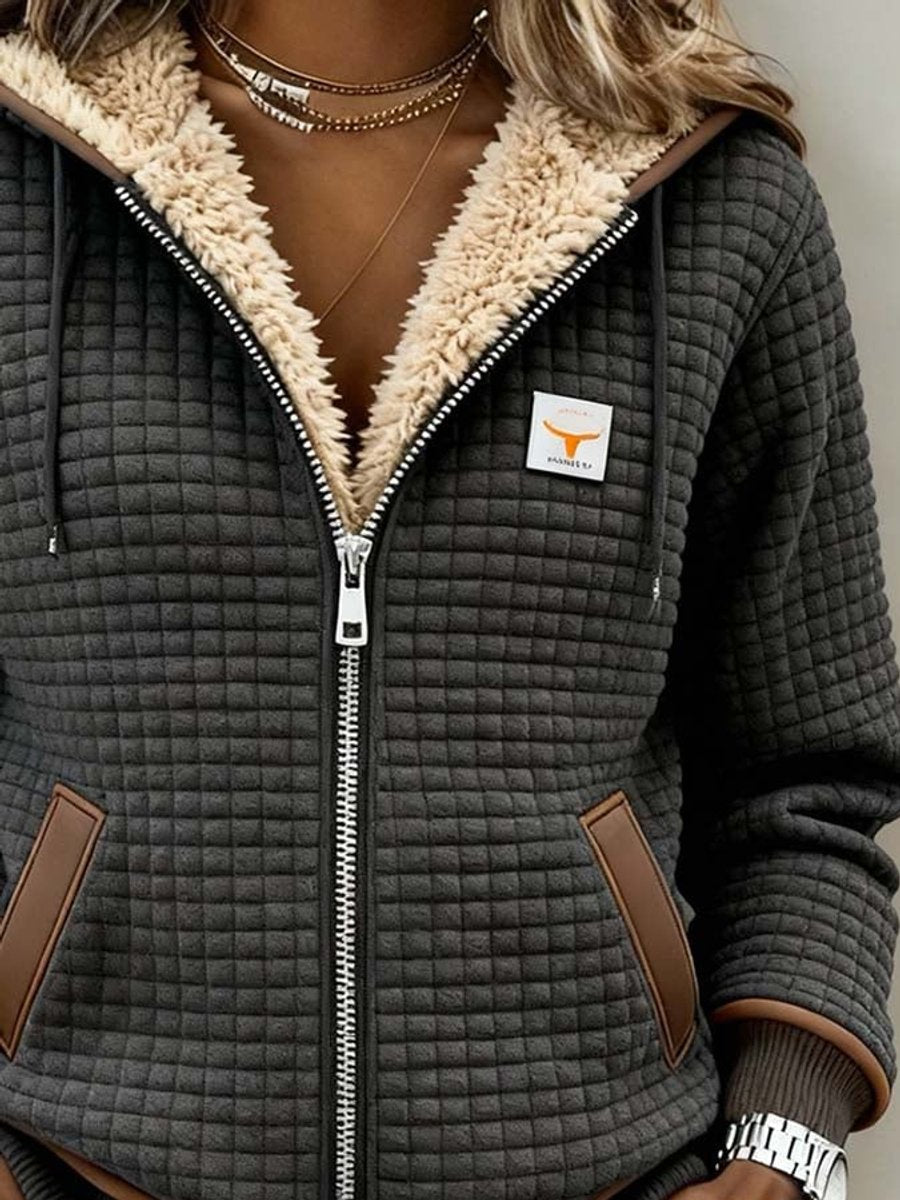 Amanda | Sherpa-Lined Quilted Zip-Up Hooded Jacket