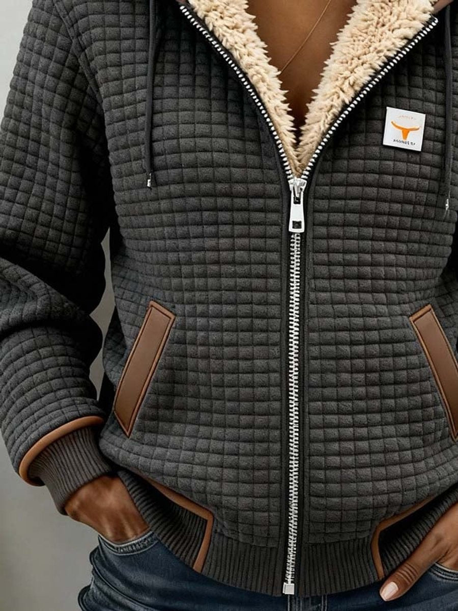 Amanda | Sherpa-Lined Quilted Zip-Up Hooded Jacket