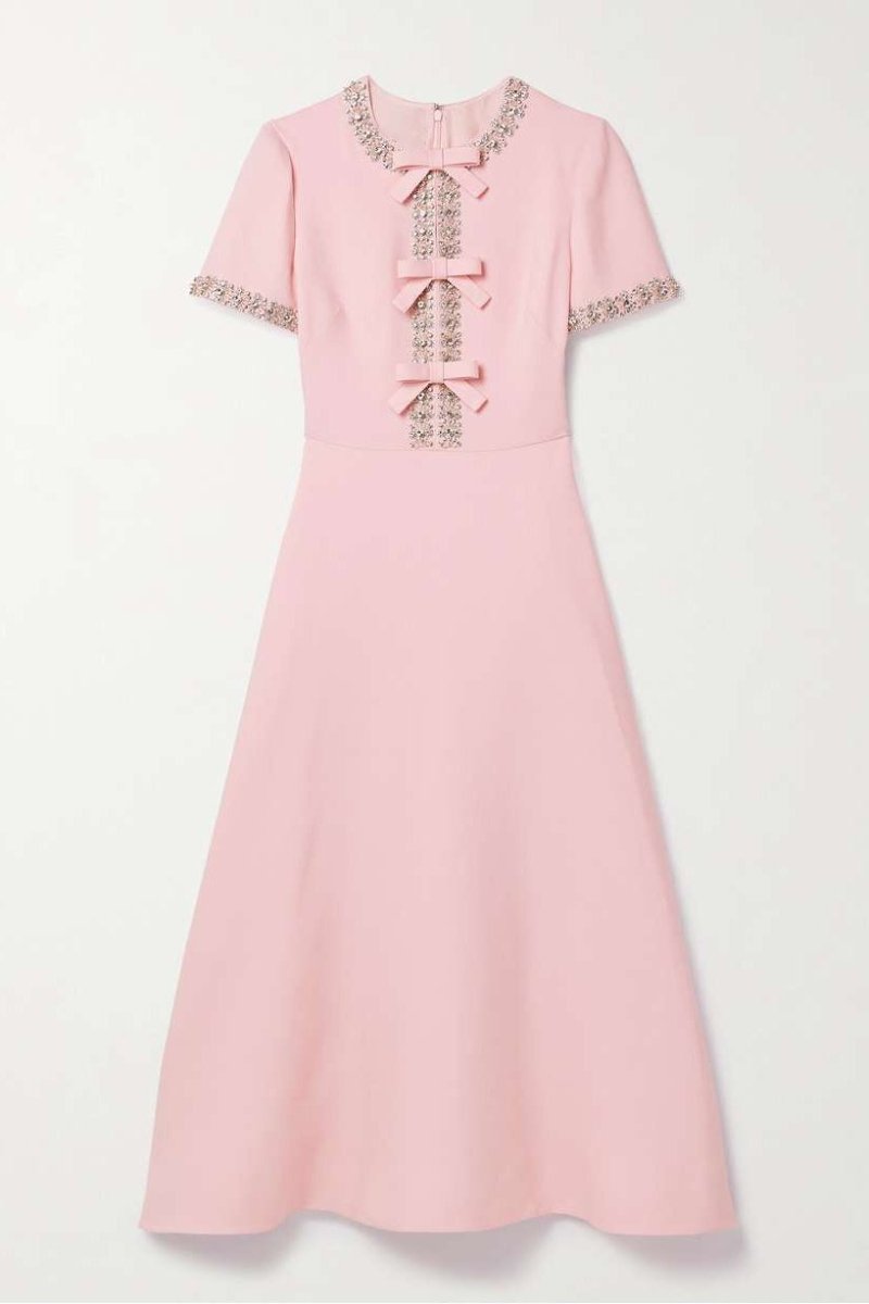 Estelle | Bow Crystal Midi Dress