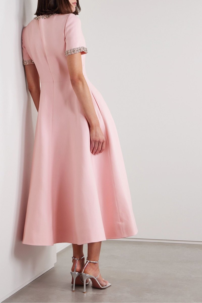 Estelle | Bow Crystal Midi Dress